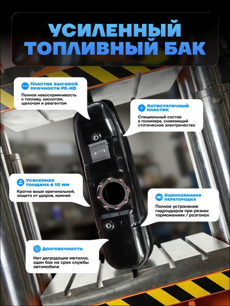 Топливный бак УАЗ Патриот правый (сливная пробка) усиленный пластик (bolt-on)