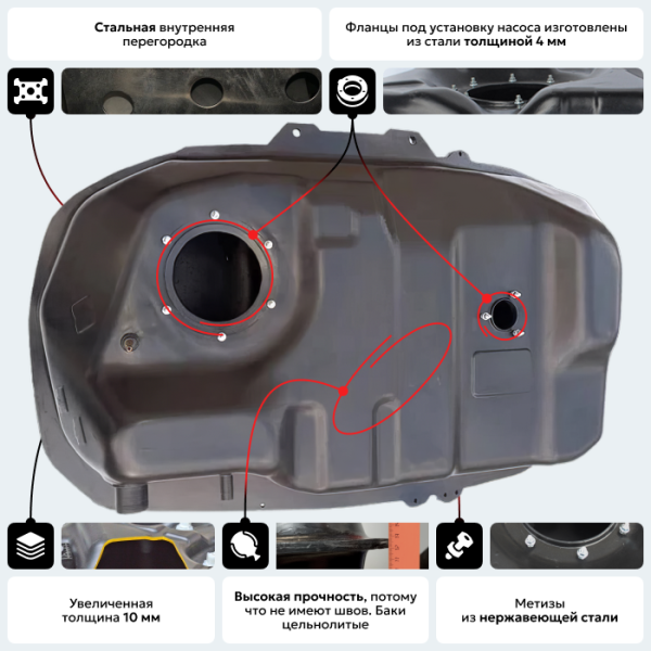 Пластиковый топливный бак Mitsubishi ASХ 4WD, 2005-2019 г.в. (BP) -  60 л.