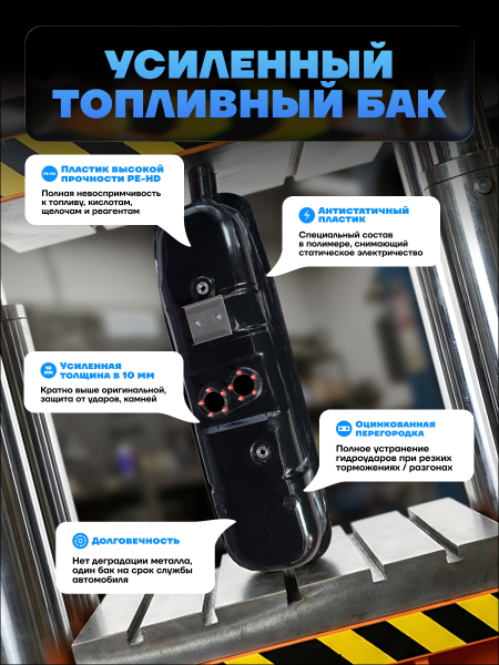Топливный бак УАЗ Патриот левый (сливная пробка) усиленный пластик (bolt-on)
